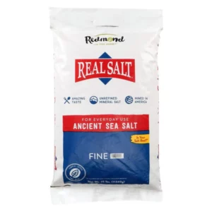A bag of Real Salt Ancient Sea Salt Fine grain.